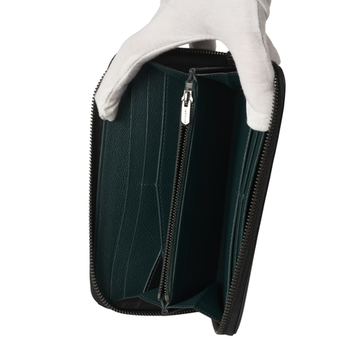 257 - Bulgari, a Bvlgari Man zip wallet, crafted from black grained leather, with the maker's iconic circu... 