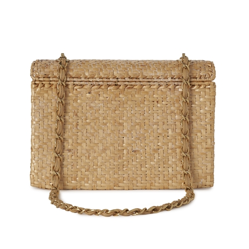 269 - Chanel, a rare rattan Classic Single Flap handbag, crafted from woven rattan wicker, with 24k gold-p... 