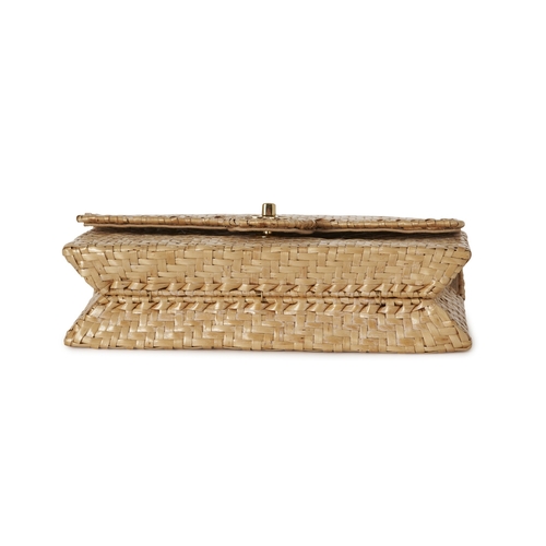 269 - Chanel, a rare rattan Classic Single Flap handbag, crafted from woven rattan wicker, with 24k gold-p... 