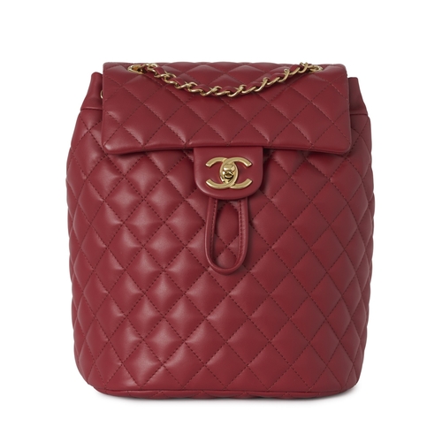 273 - Chanel, an Urban Spirit backpack, crafted from diamond quilted cherry red leather, with gold-tone ha... 