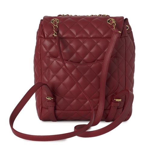 273 - Chanel, an Urban Spirit backpack, crafted from diamond quilted cherry red leather, with gold-tone ha... 