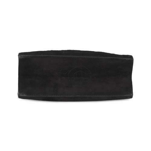 274 - Chanel, a vintage kiss-lock handbag, crafted from quilted black suede, with 24k gold-plated hardware... 