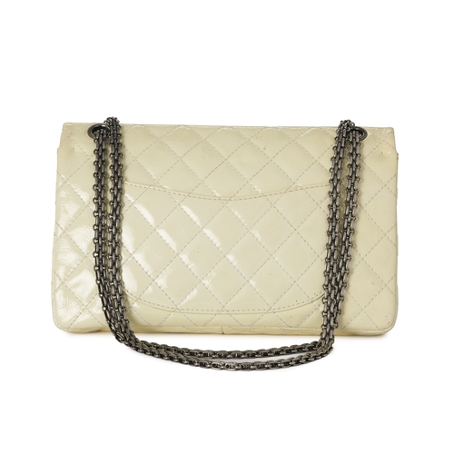 277 - Chanel, a 2.55 Reissue Double Flap 226 handbag, designed with a cream patent leather exterior, antiq... 