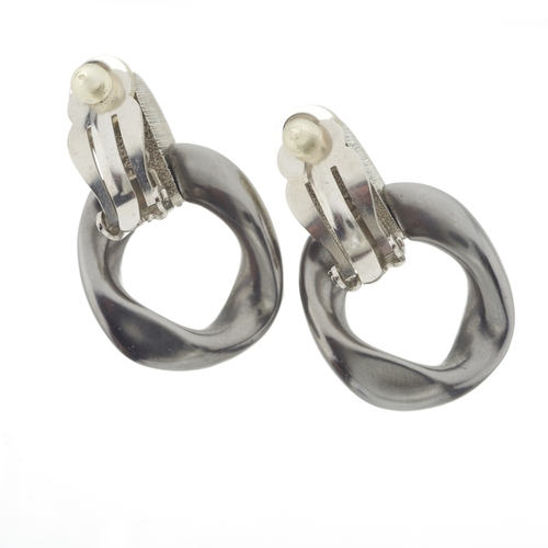 316 - Chanel, a pair of gunmetal rhinestone clip-on earrings, signed Chanel, stamped B14 C, Made In Italy,... 