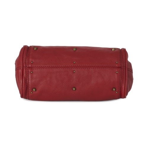 317 - Chloe, a mini Paddington handbag, featuring a grained red calfskin leather exterior, with brushed go... 