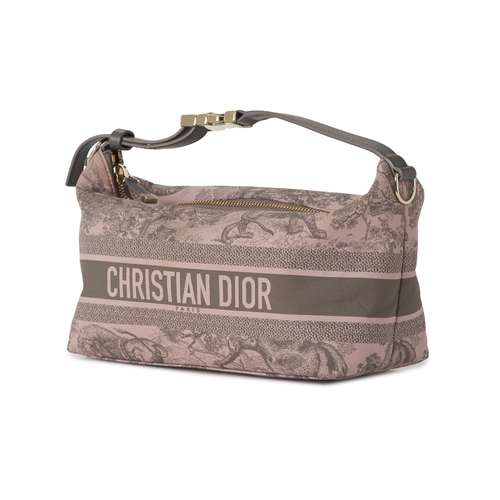 327 - Christian Dior, a medium DiorTravel Nomad pouch, crafted from grey and pink technical fabric featuri... 