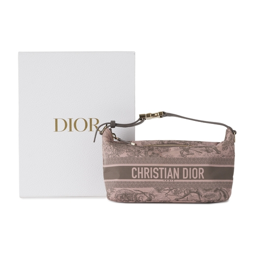 327 - Christian Dior, a medium DiorTravel Nomad pouch, crafted from grey and pink technical fabric featuri... 