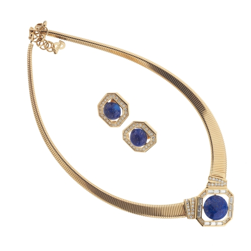 330 - Christian Dior, a vintage necklace and a pair of earrings, necklace signed Chr. Dior, clasp stamped ... 