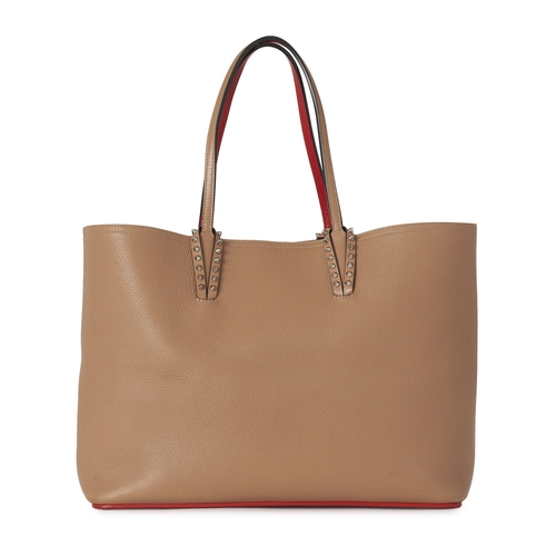 332 - Christian Louboutin, a large Cabata leather tote w/ pouch, crafted from tan grained leather, with si... 