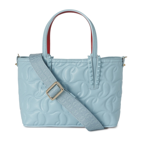 333 - Christian Louboutin, a mini Cabata tote, designed with a light blue 'Loubinthesky' embossed leather ... 