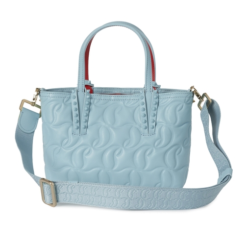 333 - Christian Louboutin, a mini Cabata tote, designed with a light blue 'Loubinthesky' embossed leather ... 