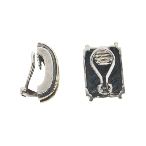 334 - David Yurman, a pair of silver and 14ct gold earrings, with maker's mark, stamped Sterling 14K, leng... 