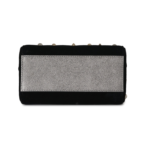 335 - Dolce & Gabbana, a black velvet and crystal-studded Mini Sicily handbag, designed with a black velve... 