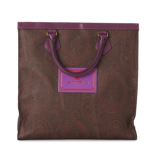 338 - Etro, a paisley tote bag, featuring the maker's signature paisley coated canvas exterior, with purpl... 