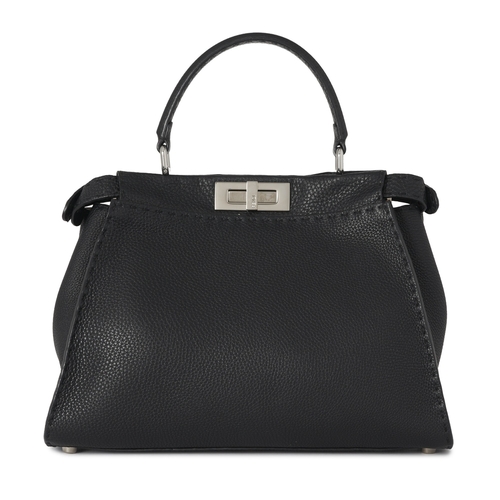 343 - Fendi, a medium Peekaboo Selleria handbag, designed with a black leather exterior, featuring a loopi... 
