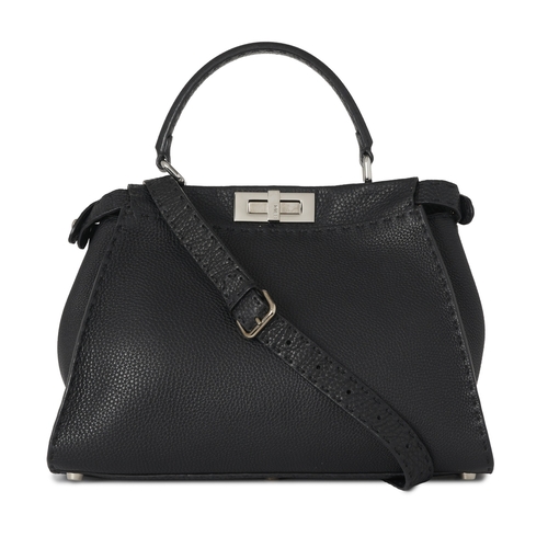 343 - Fendi, a medium Peekaboo Selleria handbag, designed with a black leather exterior, featuring a loopi... 