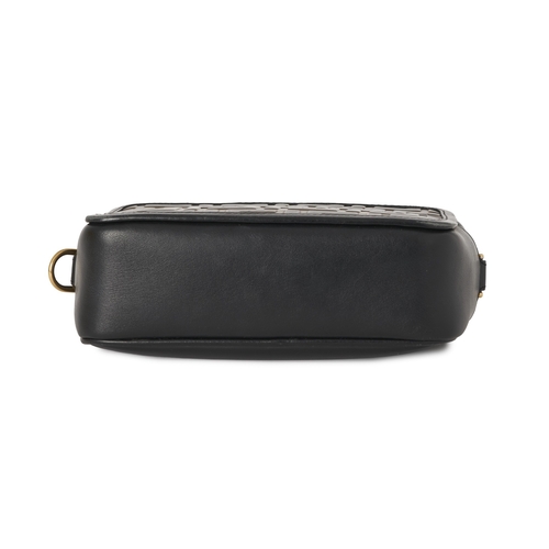 346 - Fendi, a Mini Camera Case bag, crafted from smooth black leather, featuring an embossed FF leather f... 