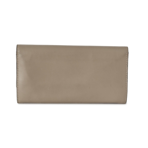 348 - Fendi, a Peekaboo continental long wallet, crafted from smooth taupe leather, with a silver-tone tur... 
