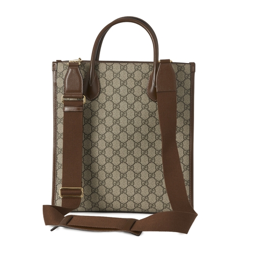 352 - Gucci, a Supreme GG tote bag, featuring a GG coated canvas exterior with brown leather trim, dual lo... 