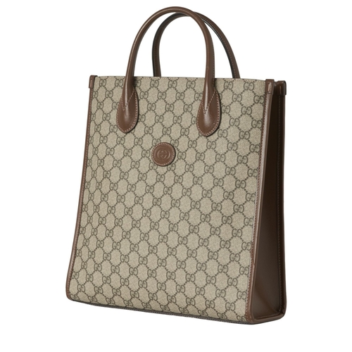 352 - Gucci, a Supreme GG tote bag, featuring a GG coated canvas exterior with brown leather trim, dual lo... 