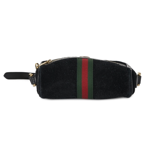 356 - Gucci, an Ophidia camera bag, designed with a black suede exterior and black patent leather trim, fe... 