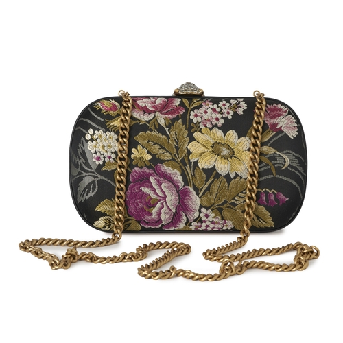 370 - Gucci, an embellished Broadway box clutch bag, designed with a multicoloured floral brocade fabric e... 