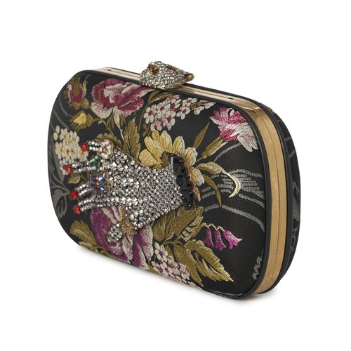 370 - Gucci, an embellished Broadway box clutch bag, designed with a multicoloured floral brocade fabric e... 