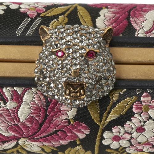 370 - Gucci, an embellished Broadway box clutch bag, designed with a multicoloured floral brocade fabric e... 
