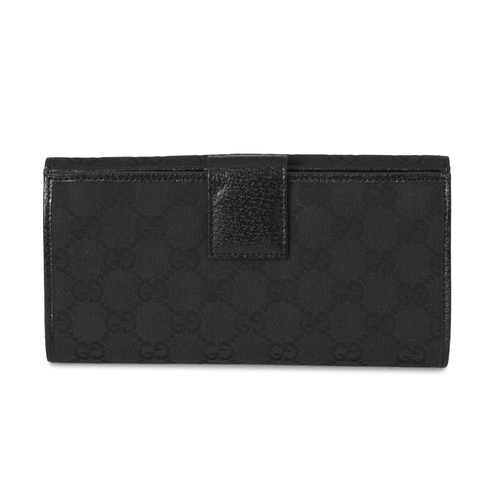 375 - Gucci, a black GG continental wallet, crafted from black GG canvas, with black leather trim, silver-... 
