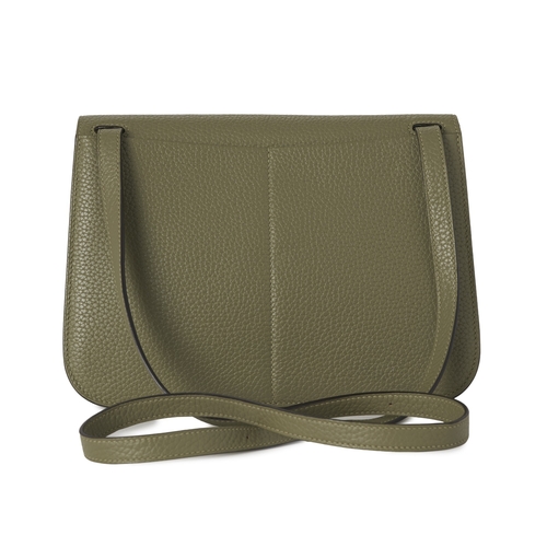391 - Hermes, a 2022 Halzan 25 handbag, crafted from green Clemence leather, featuring two rear slip pocke... 
