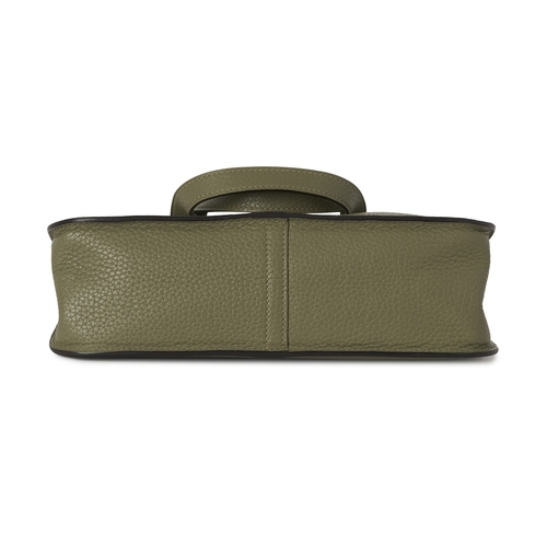 391 - Hermes, a 2022 Halzan 25 handbag, crafted from green Clemence leather, featuring two rear slip pocke... 