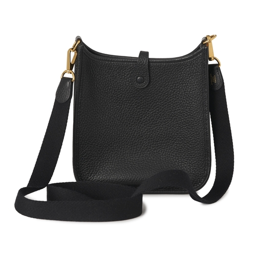 392 - Hermes, a 2023 Mini Evelyne 16 TPM handbag, crafted from grained black leather, featuring a detachab... 
