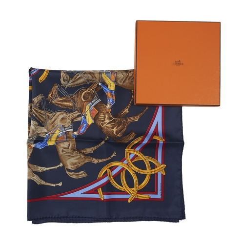 403 - Hermes, a La Ronde des Jockeys silk scarf, designed by Francoise de la Perriere and first issued in ... 