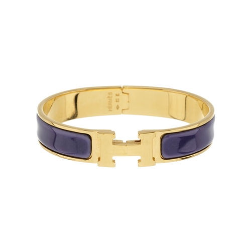 407 - Hermes, a Clic H bracelet, hinged enamel bangle with clasp concealed behind maker's H logo, signed H... 