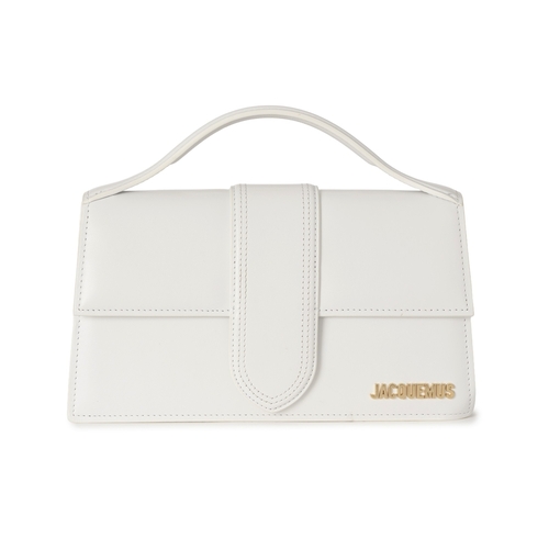 411 - Jacquemus, a Le Grand Bambino handbag, crafted from white leather, with gold-tone hardware, front na... 