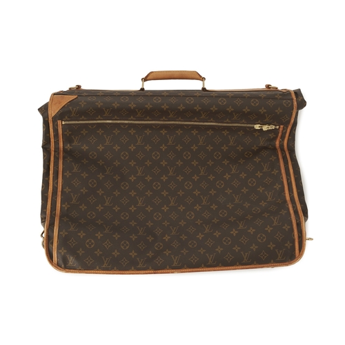 421 - Louis Vuitton, a large monogram garment bag w/ two garment covers, designed with a coated monogram c... 