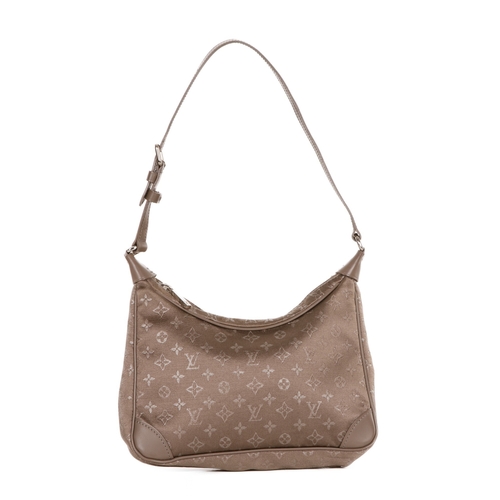 440 - Louis Vuitton, a small satin Boulogne handbag, crafted from a bronze monogram satin exterior, with t... 