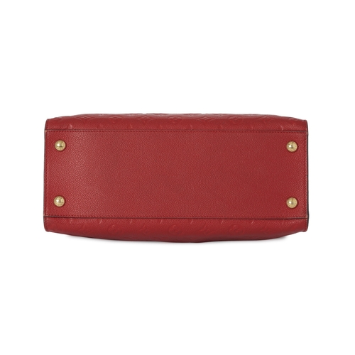 442 - Louis Vuitton, a monogram empreinte Pont Neuf MM handbag, crafted from monogram embossed red leather... 