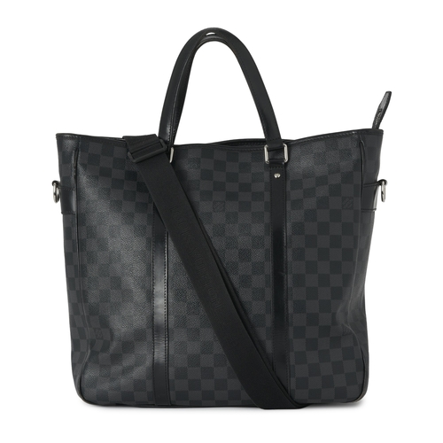 445 - Louis Vuitton, a damier graphite Anton tote bag, with black leather trim, dual top handles, detachab... 