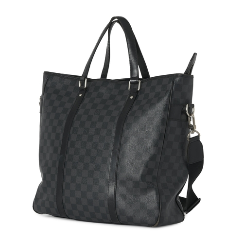 445 - Louis Vuitton, a damier graphite Anton tote bag, with black leather trim, dual top handles, detachab... 