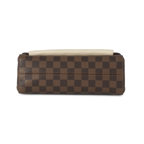 447 - Louis Vuitton, a damier ebene Vavin PM handbag, featuring a cream leather front pocket, gold-tone ha... 