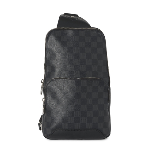 451 - Louis Vuitton, a damier graphite Avenue Sling bag, featuring a front patch pocket, adjustable crossb... 