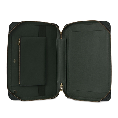 466 - Louis Vuitton, a vintage green taiga leather Attache Portfolio document case, featuring a flat leath... 
