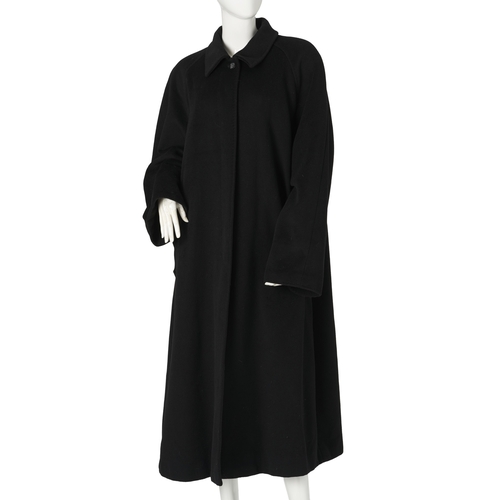 470 - Marina Rinaldi, two coats, to include a brown suede example and a black wool/cashmere example, both ... 