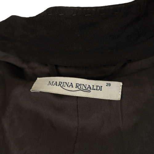 470 - Marina Rinaldi, two coats, to include a brown suede example and a black wool/cashmere example, both ... 