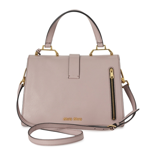 473 - Miu Miu, a Madras handbag, crafted from rose pink leather, with gold-tone hardware, single top handl... 