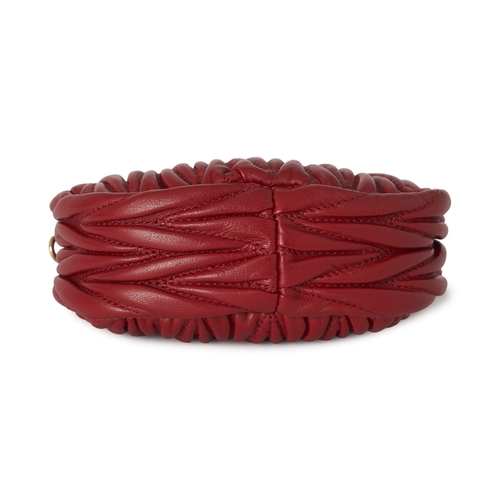474 - Miu Miu, a micro matelasse Wander hobo handbag, crafted from red quilted nappa leather, with gold-to... 