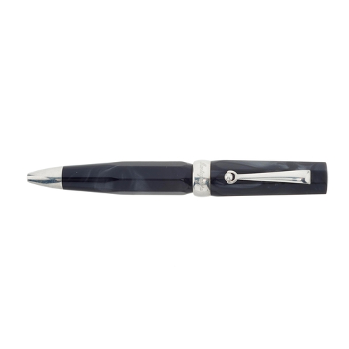 475 - Montegrappa, a Micra Hue black marbled resin ballpoint pen, designed with an octagonal shape and 925... 