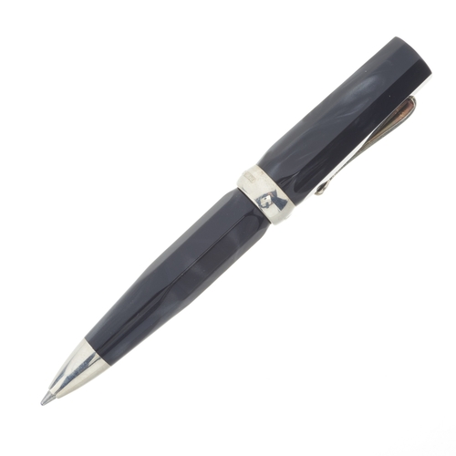 475 - Montegrappa, a Micra Hue black marbled resin ballpoint pen, designed with an octagonal shape and 925... 