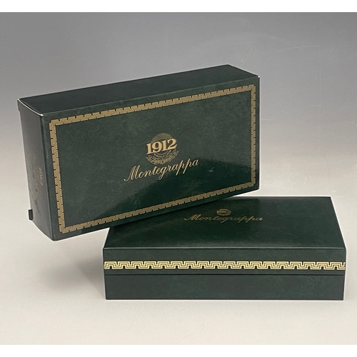 475 - Montegrappa, a Micra Hue black marbled resin ballpoint pen, designed with an octagonal shape and 925... 